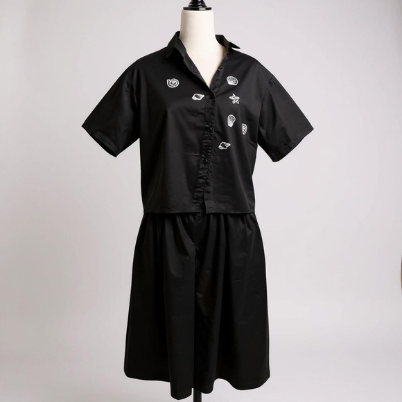 Other - Black Short Sleeve with Culottes